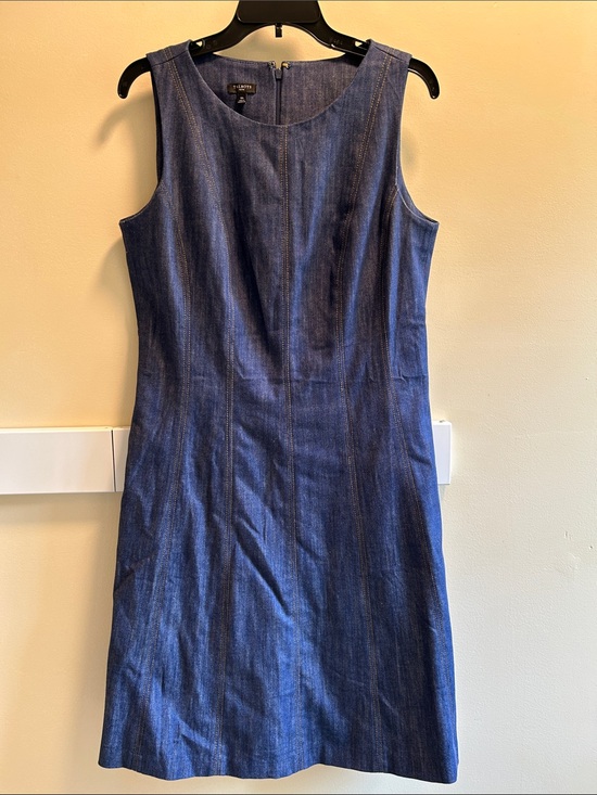 Talbots Dresses & Skirts - Talbots Sleeveless Denim Midi Sheath Dress/Jumper - Blue